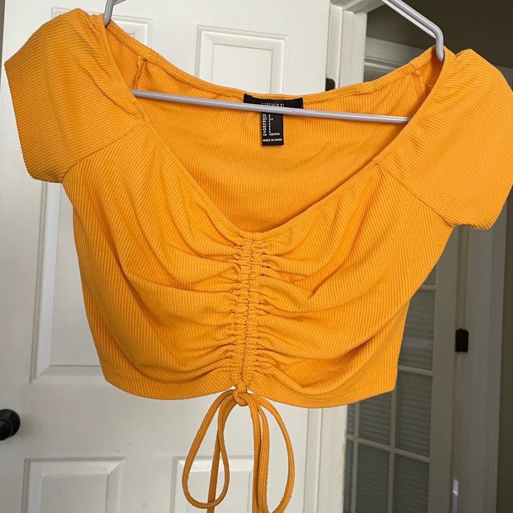 Orange Ruched Crop Top